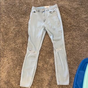 PacSun Super High Rise Jegging; Light Blue, Ripped